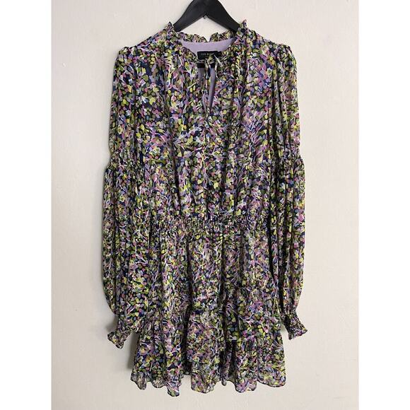 Ted Baker 2 USA 6 Dress Karlie Long Sleeve Floral Poet Sleeve Smocked Waist - Picture 5 of 12